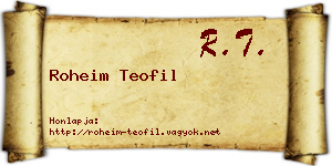 Roheim Teofil névjegykártya